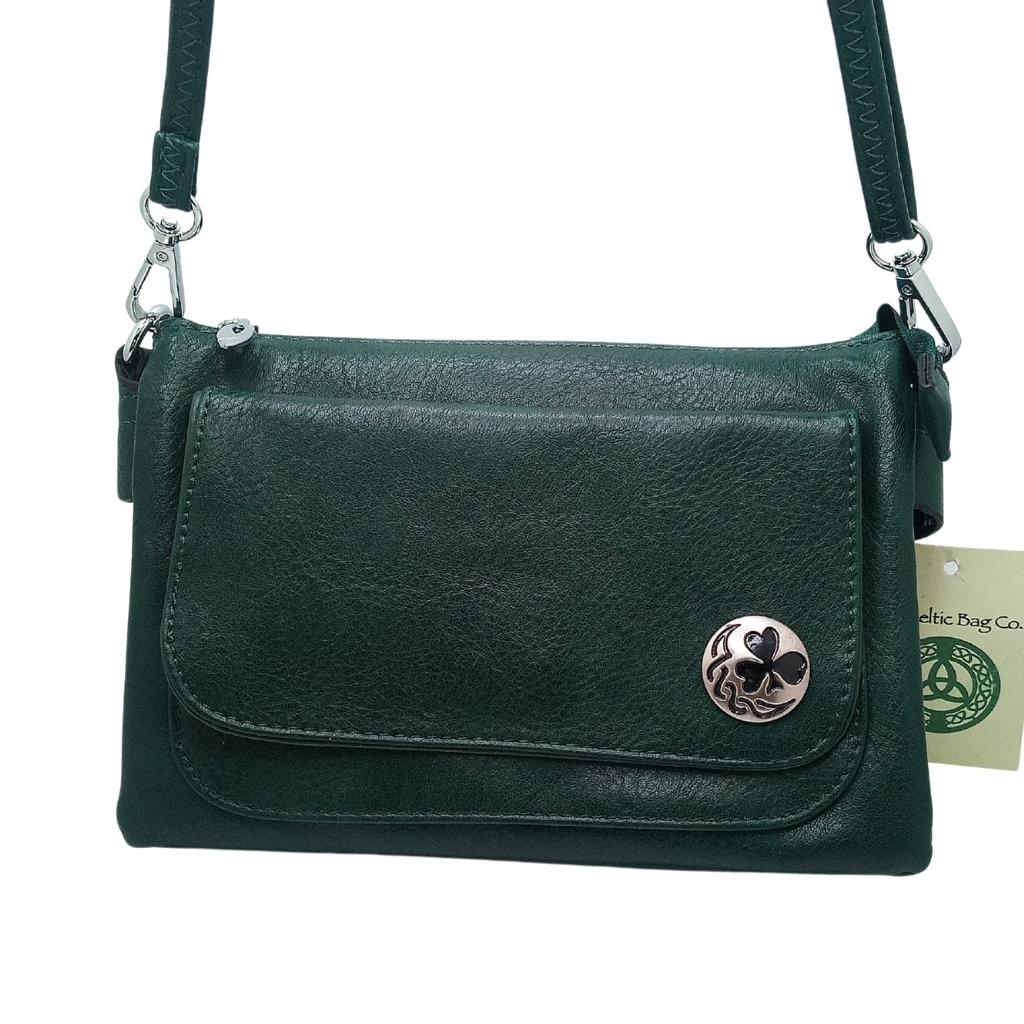 Irish Shamrock Cell Phone Pocket Bag- Hunter Green