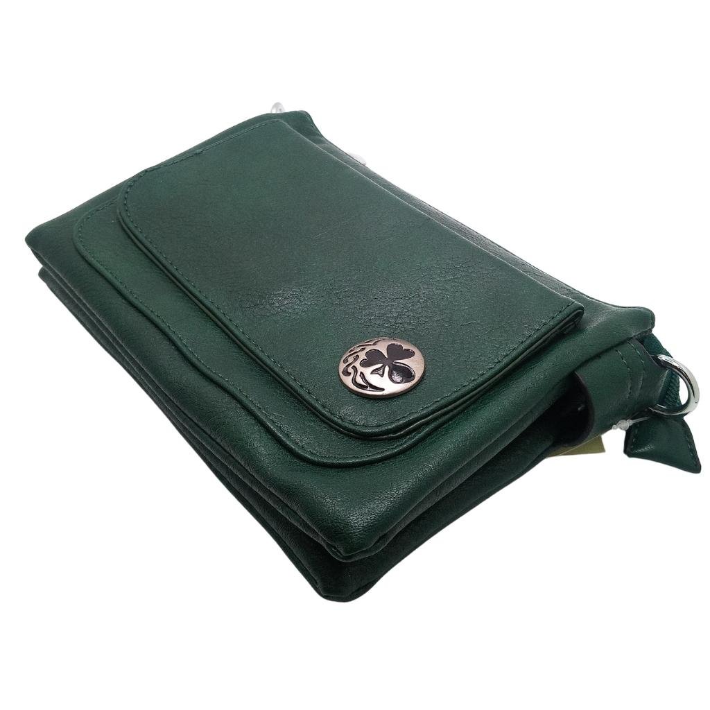 Irish Shamrock Cell Phone Pocket Bag- Hunter Green