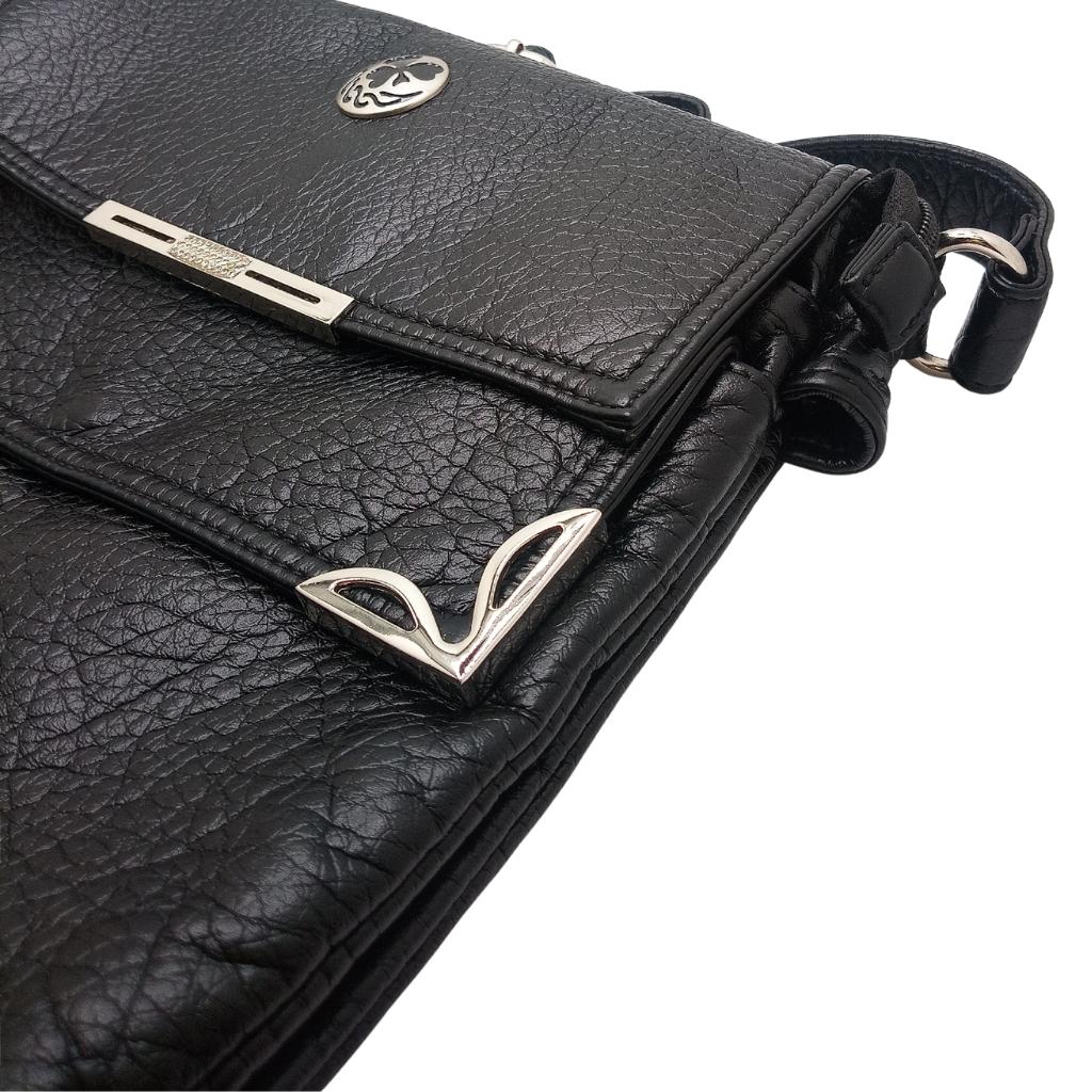 Irish Shamrock Double Flap Crossbody Bag- Black