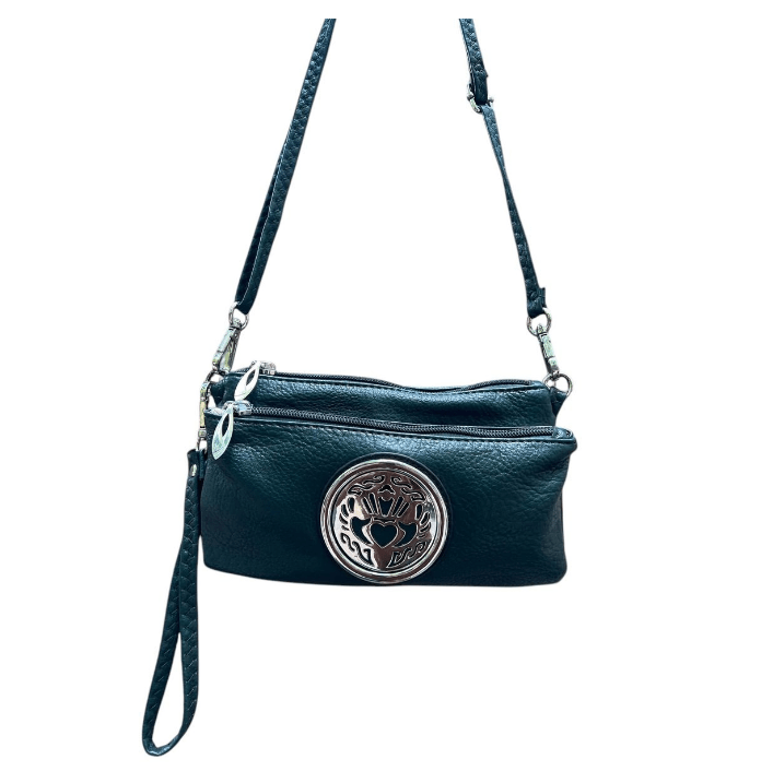 Irish Shamrock Tri Zip Pocket Bag - Hunter Green - The Celtic Gift Store - Handbags