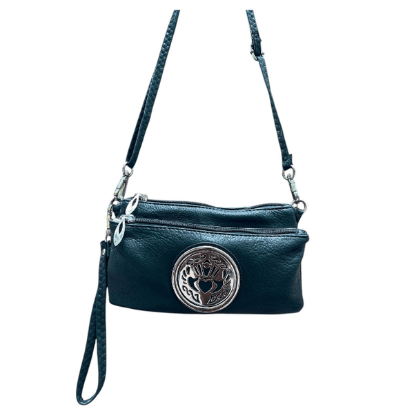 Irish Shamrock Tri Zip Pocket Bag - Hunter Green - The Celtic Gift Store - Handbags