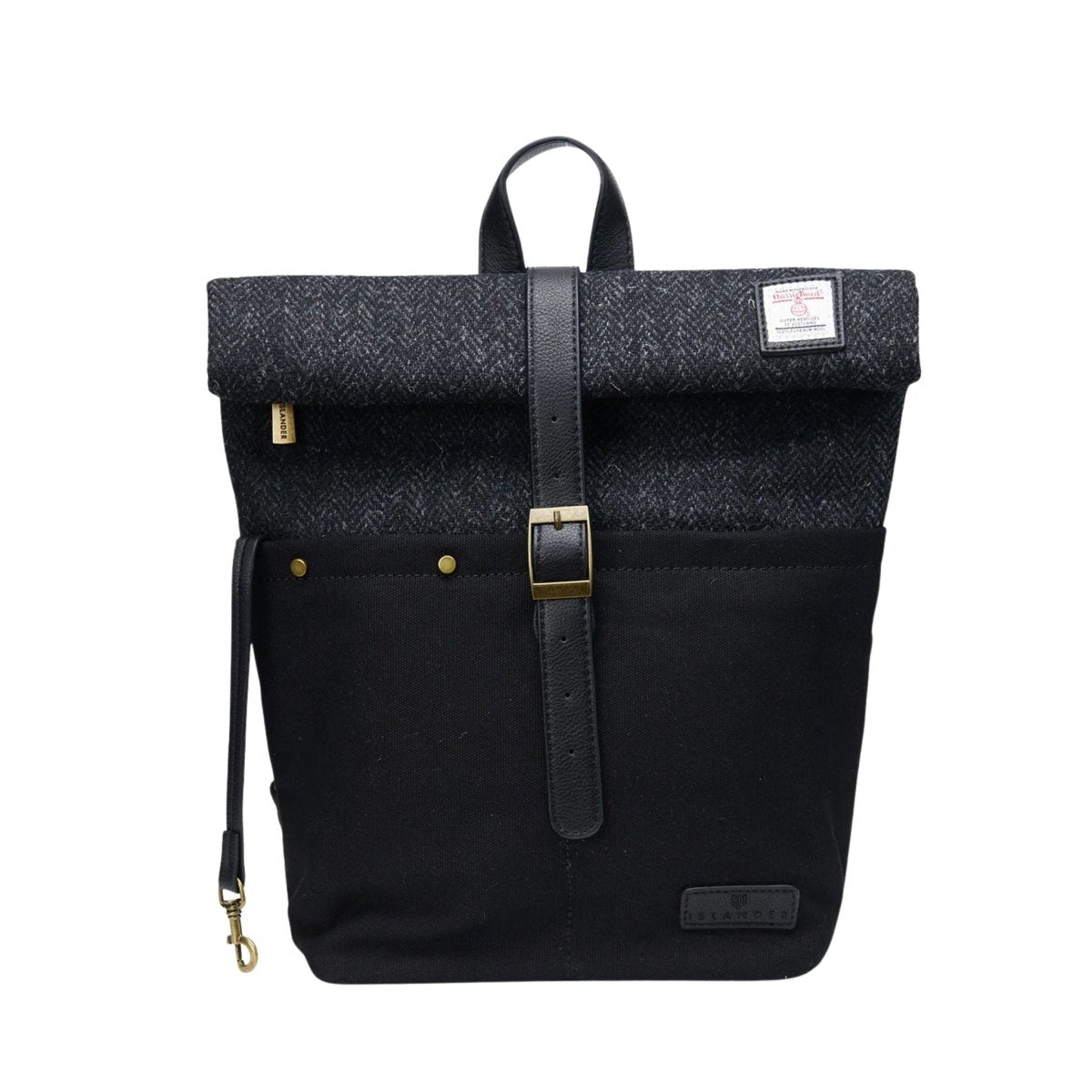 Islander Harris Tweed Canvas Backpack 'Black Herringbone'