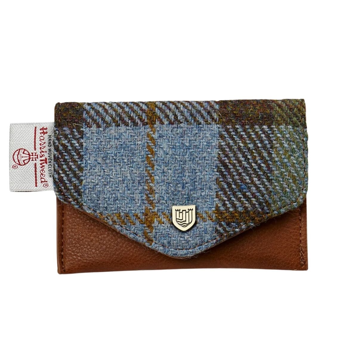 Islander Harris Tweed Card Wallet 'Chestnut and Blue Tartan'