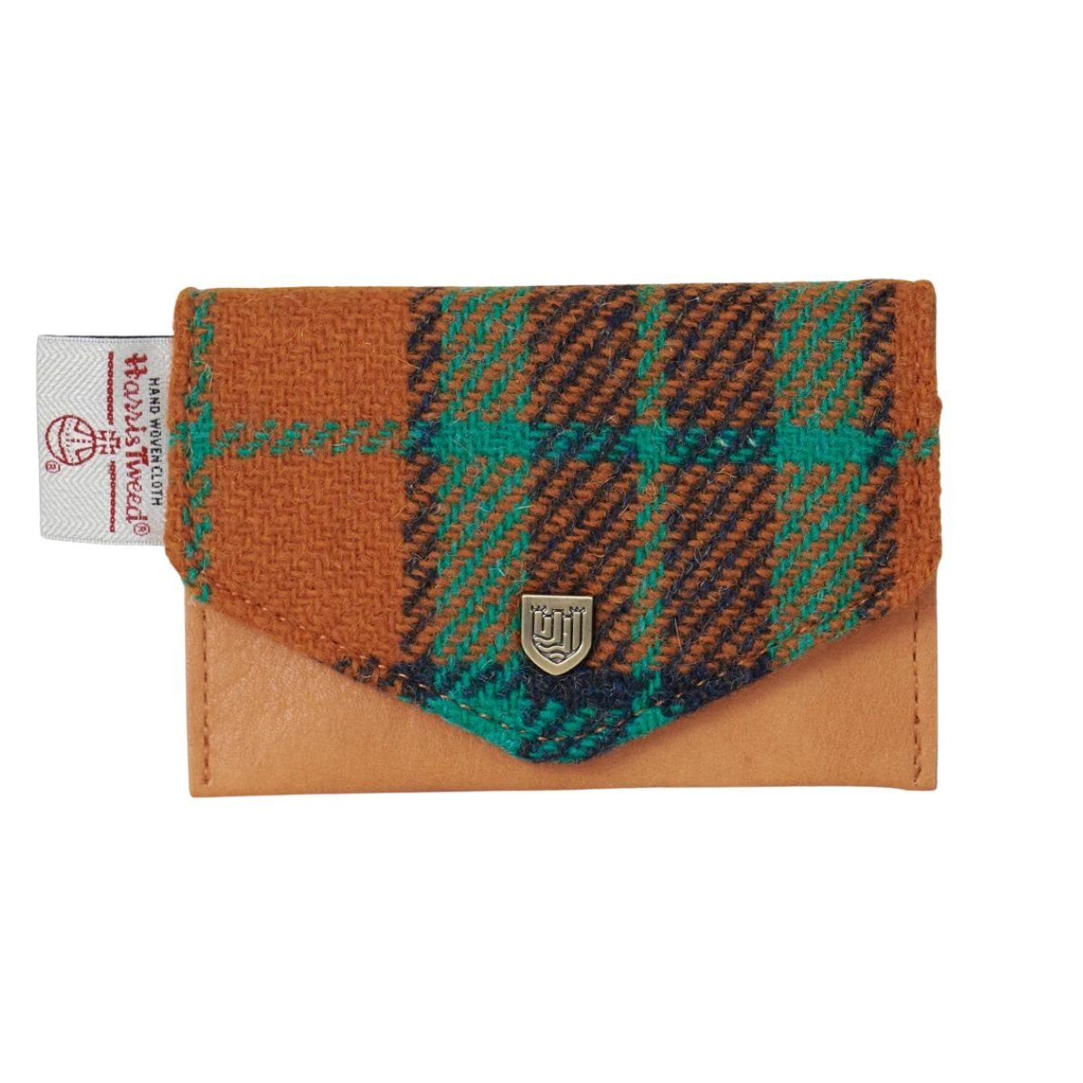 Islander Harris Tweed Card Wallet 'Orange and Blue Tartan'