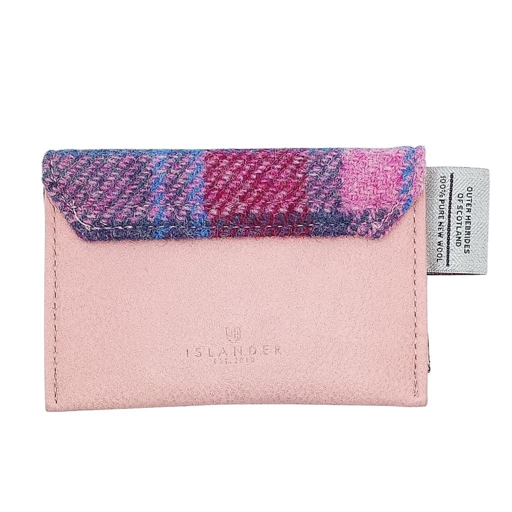 Islander Harris Tweed Card Wallet 'Pink and Blue Tartan'