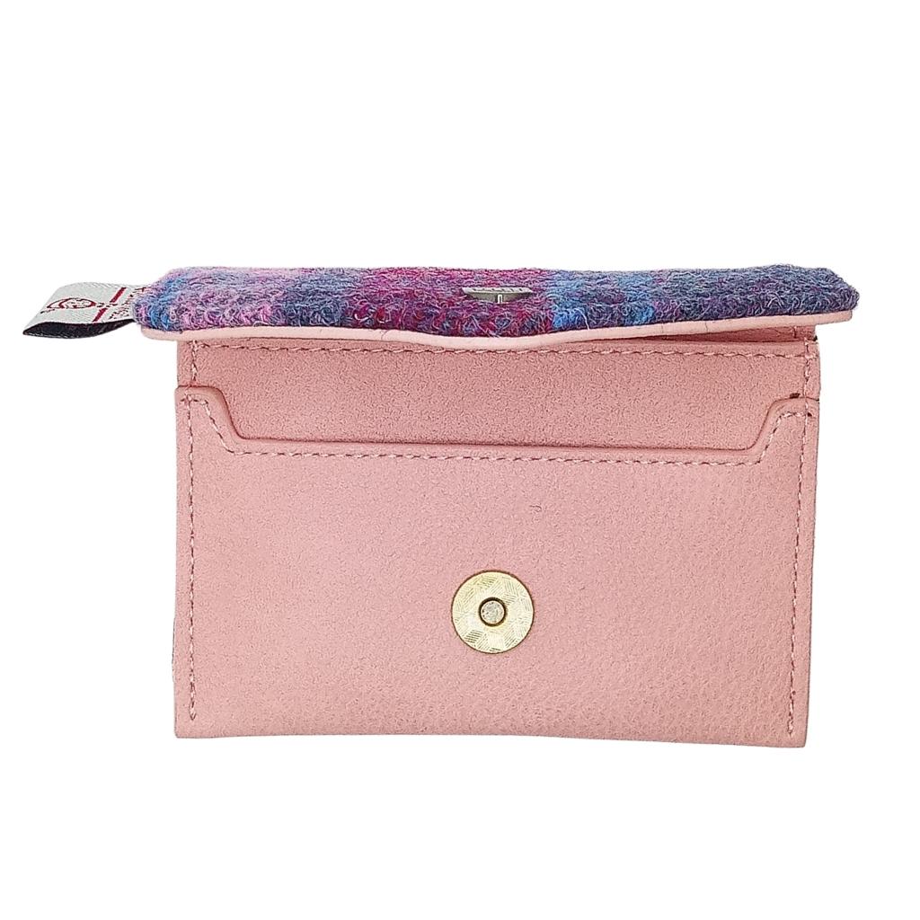 Islander Harris Tweed Card Wallet 'Pink and Blue Tartan'
