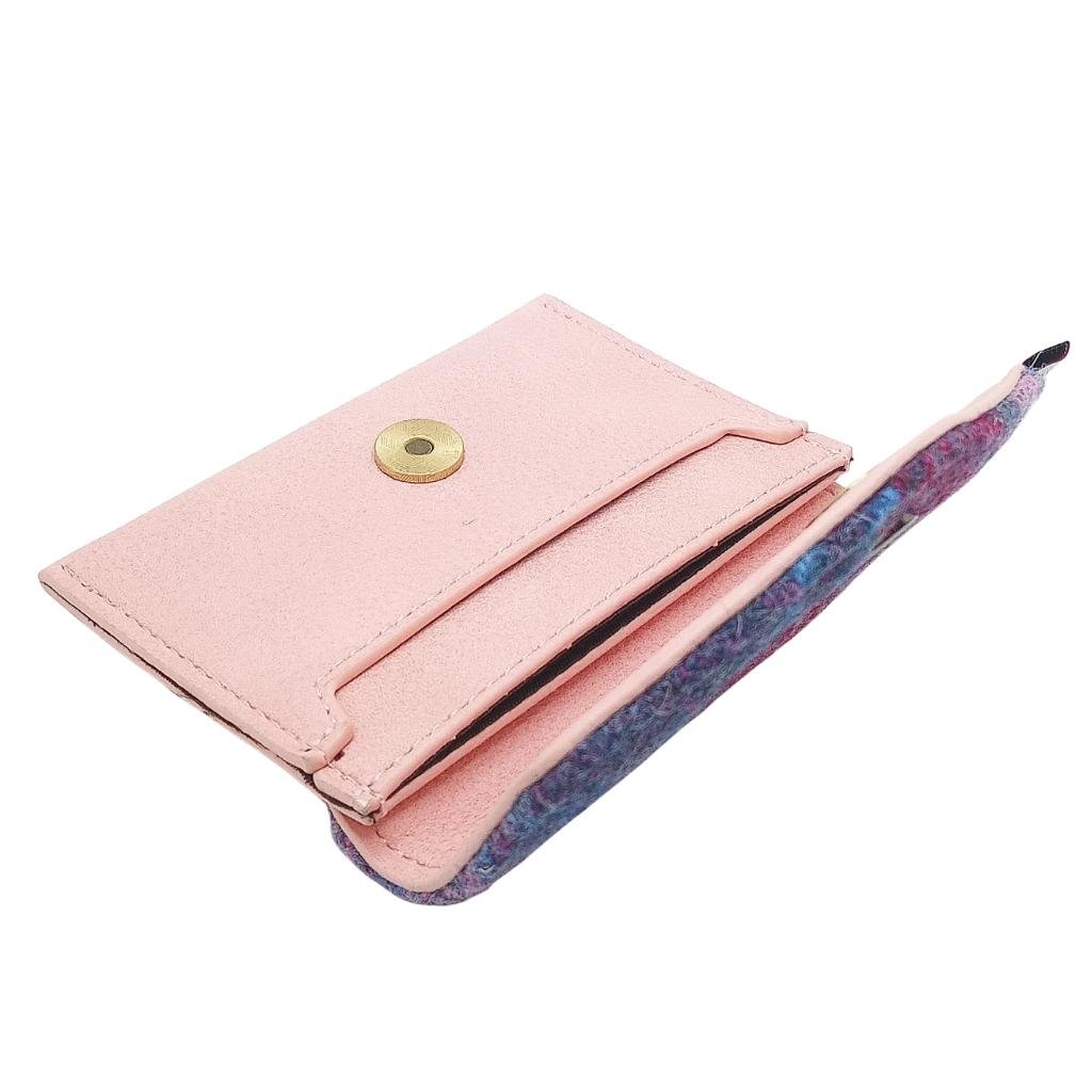 Islander Harris Tweed Card Wallet 'Pink and Blue Tartan'