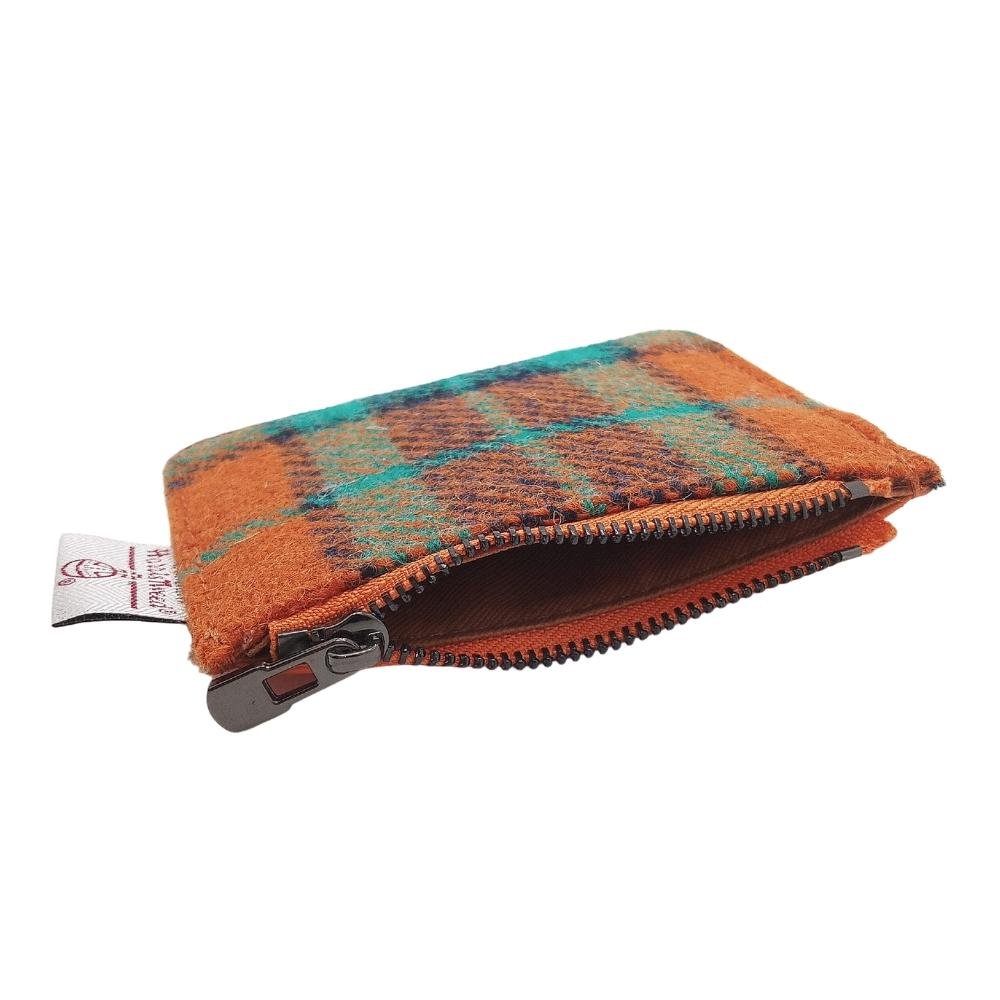 Islander Harris Tweed Card Zip Wallet 'Orange and Blue Tartan'