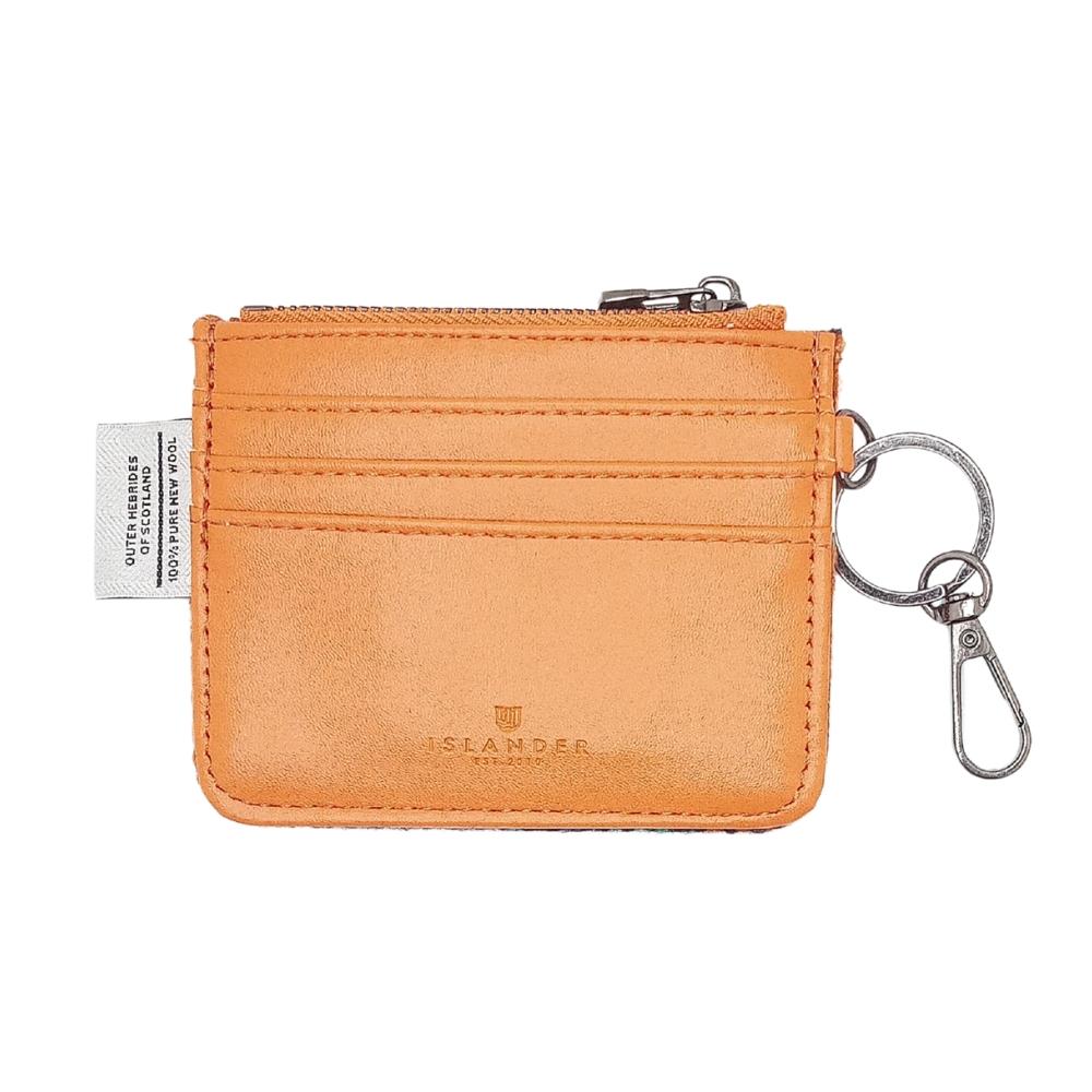Islander Harris Tweed Card Zip Wallet 'Orange and Blue Tartan'