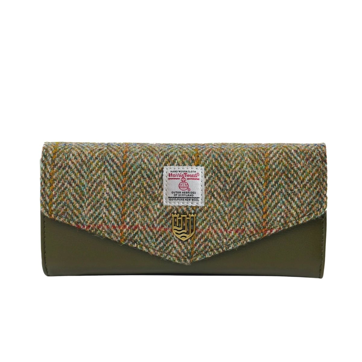 Islander Harris Tweed Large Clasp Clutch Purse 'Chestnut Herringbone'
