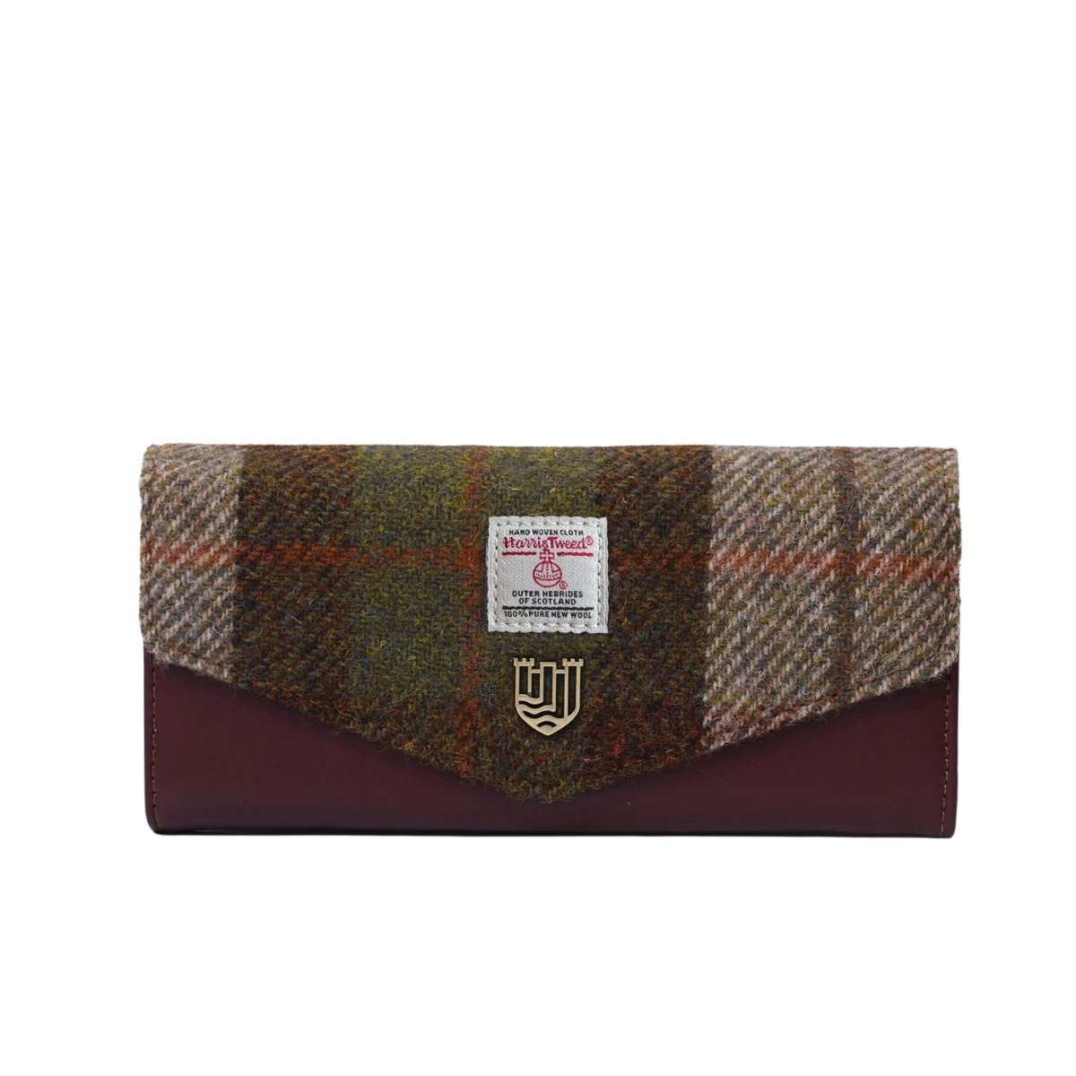 Islander Harris Tweed Large Clasp Clutch Purse 'Chestnut Tartan'