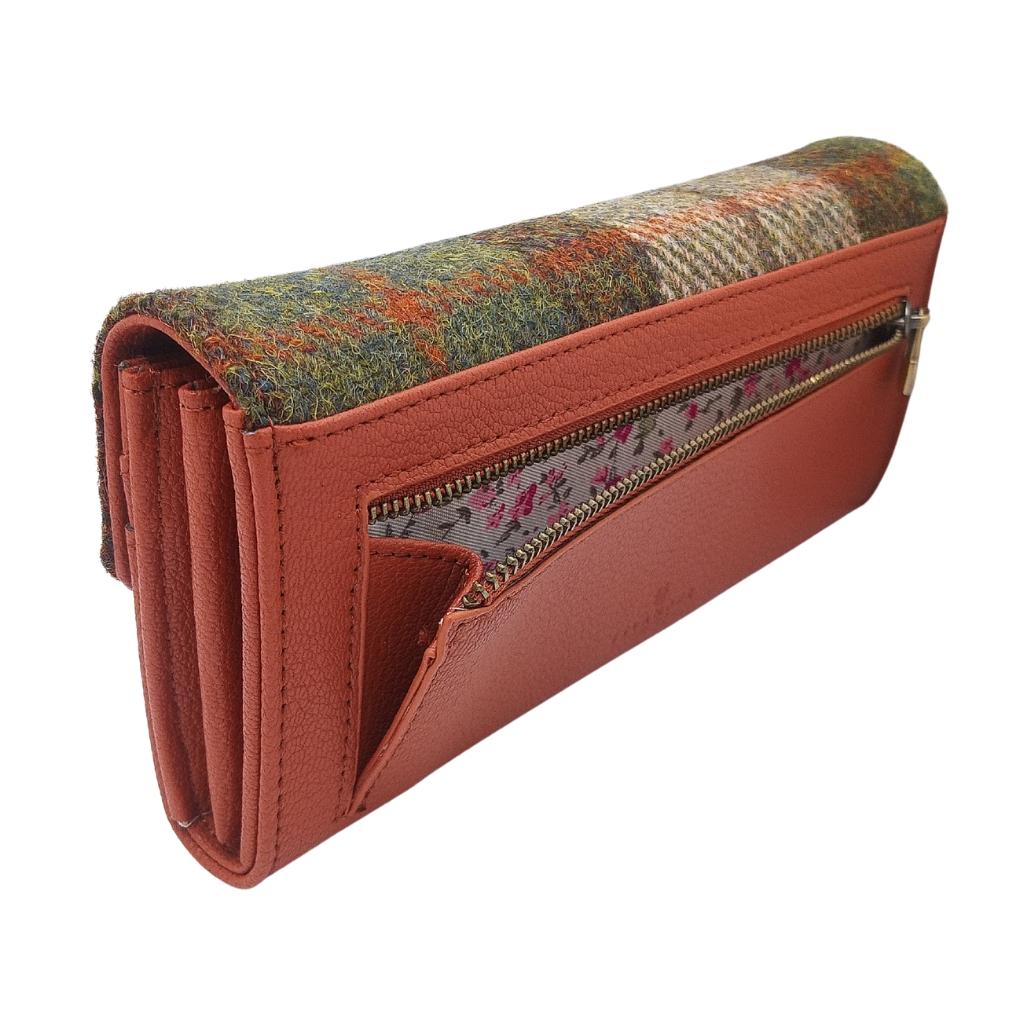Islander Harris Tweed Large Clasp Clutch Purse 'Chestnut Tartan'