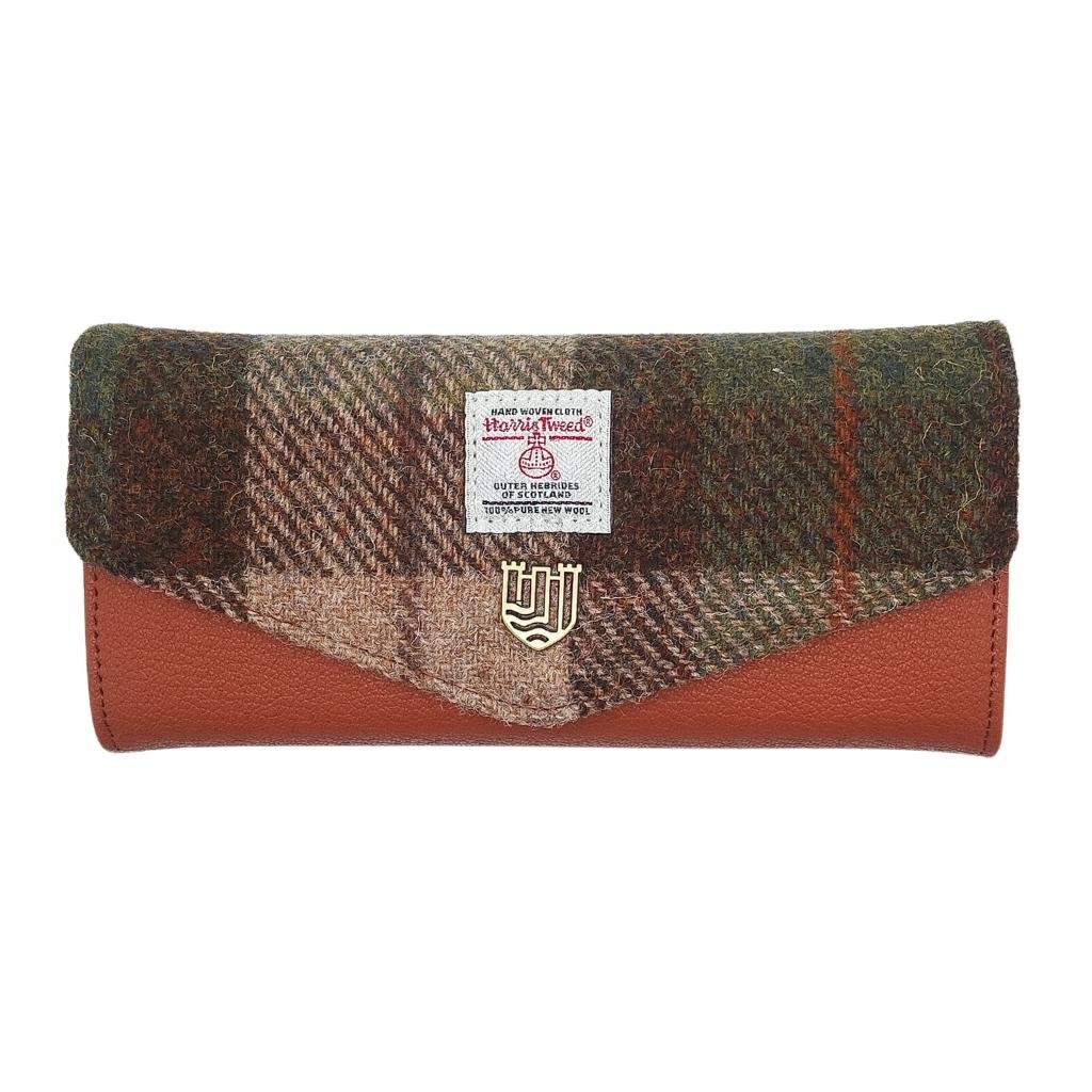 Islander Harris Tweed Large Clasp Clutch Purse 'Chestnut Tartan'