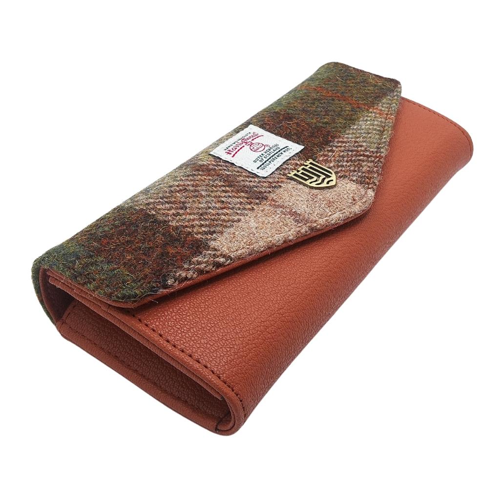Islander Harris Tweed Large Clasp Clutch Purse 'Chestnut Tartan'