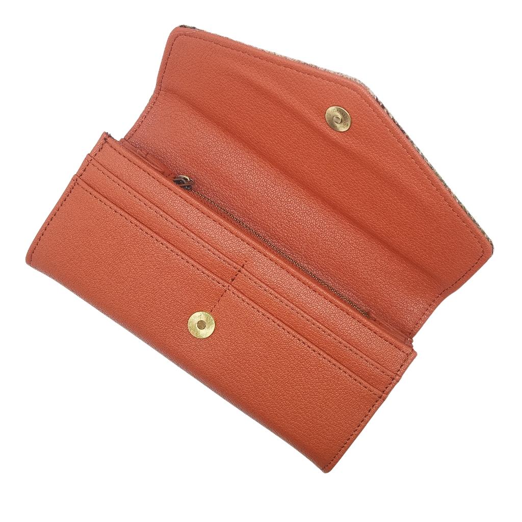 Islander Harris Tweed Large Clasp Clutch Purse 'Chestnut Tartan'