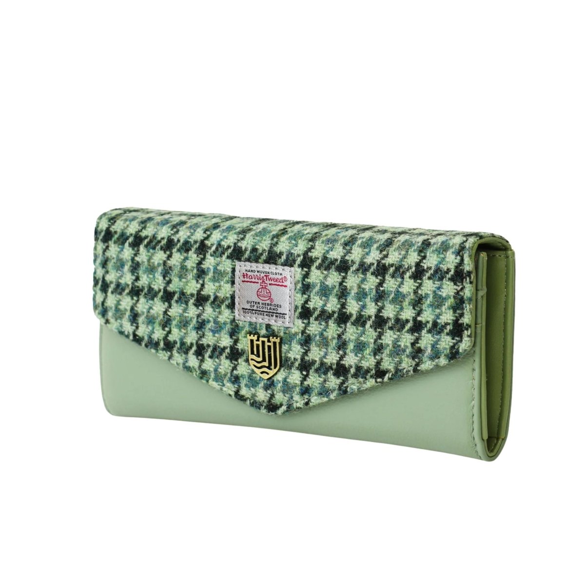 Islander Harris Tweed Large Clasp Clutch Purse 'Green Dogtooth'