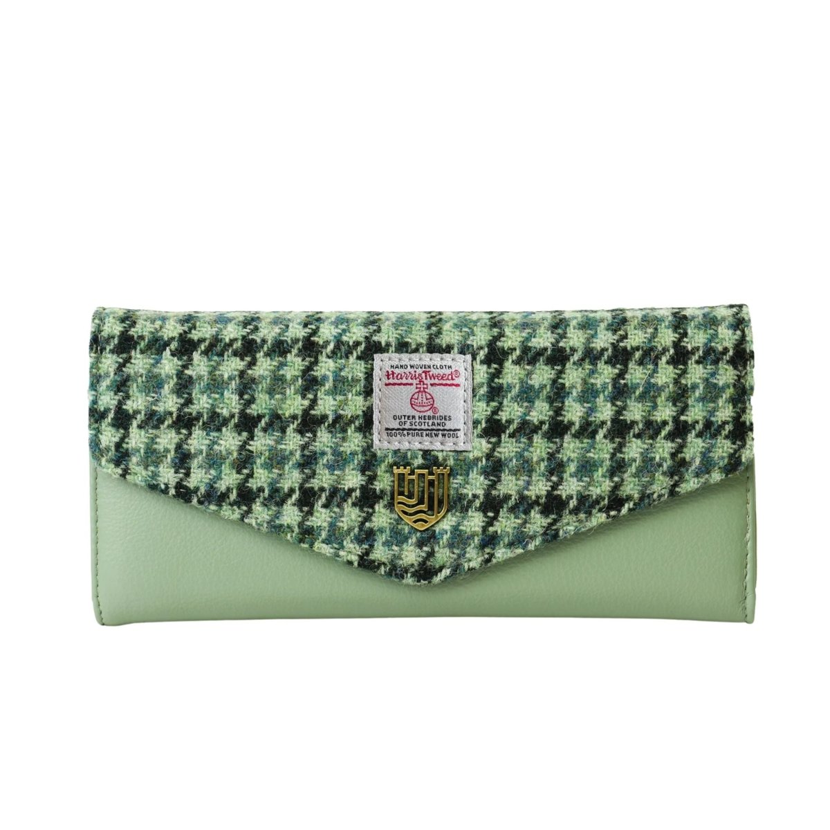 Islander Harris Tweed Large Clasp Clutch Purse 'Green Dogtooth'