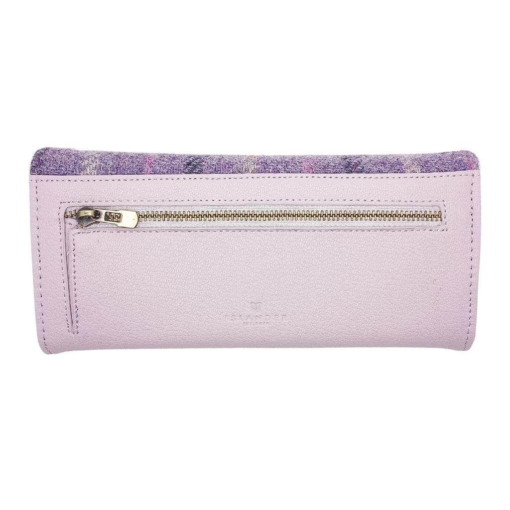 Islander Harris Tweed Large Clasp Clutch Purse 'Purple Tartan'