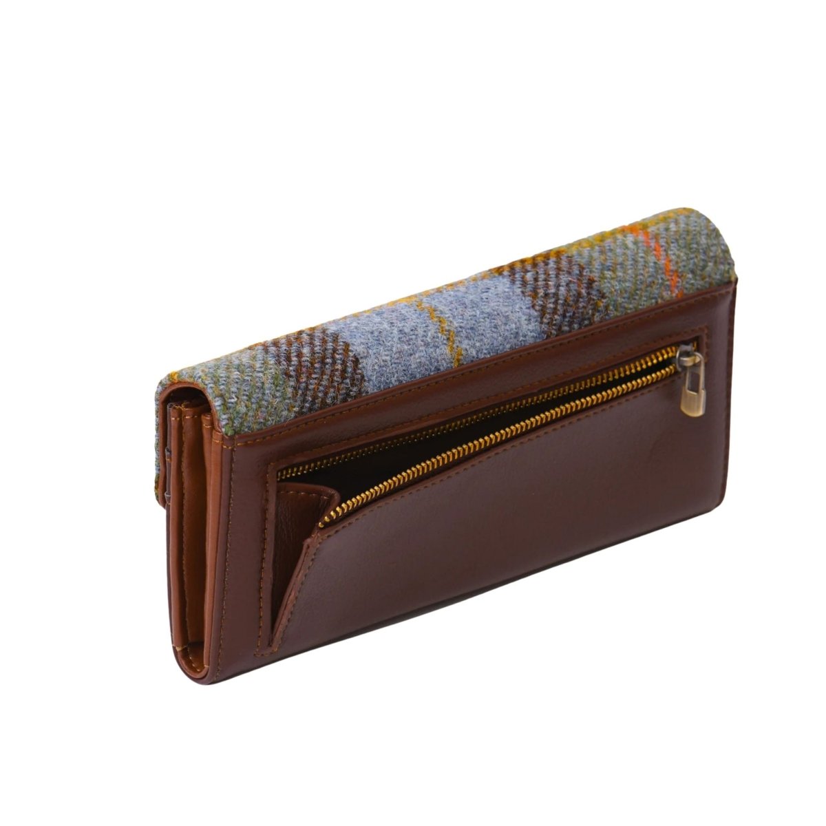 Islander Harris Tweed Large Clasp Clutch Purse 'Violet Mini Dogtooth'