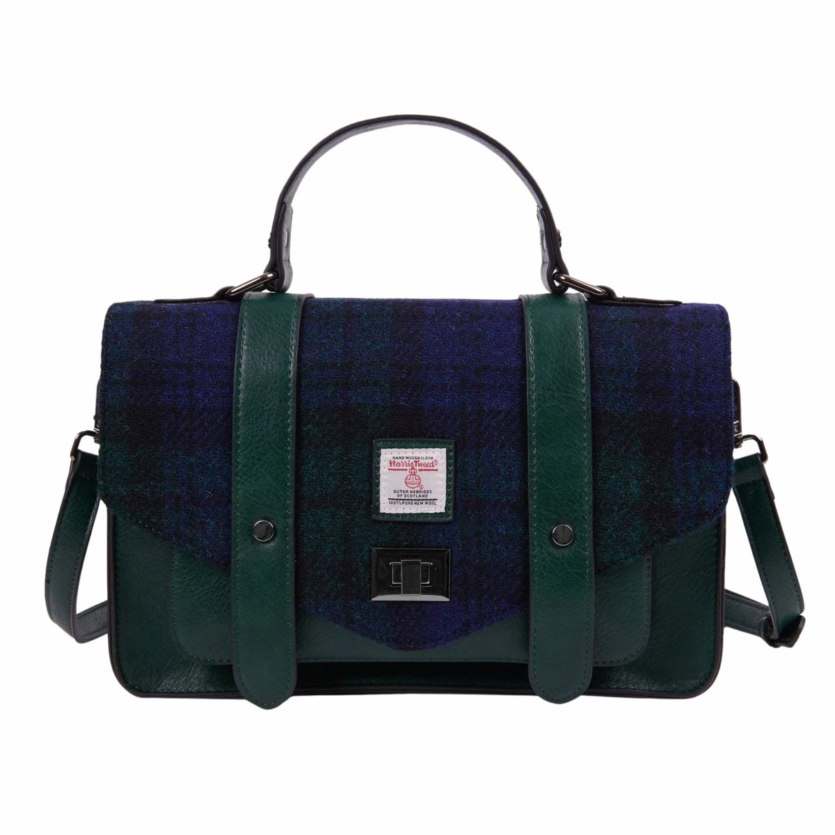 Islander Harris Tweed Large Satchel 'Black Watch Tartan'