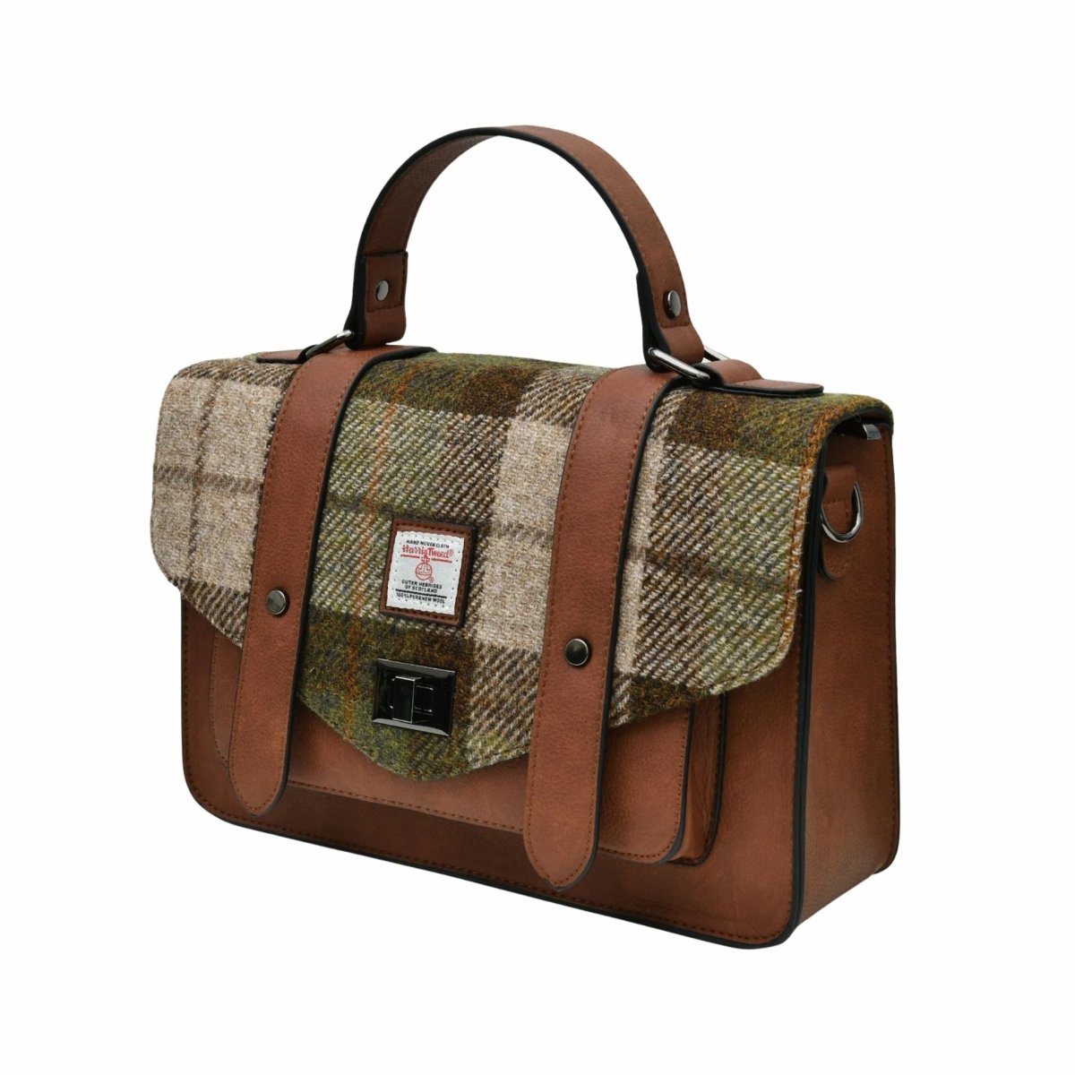 Islander Harris Tweed Large Satchel 'Chestnut Tartan'