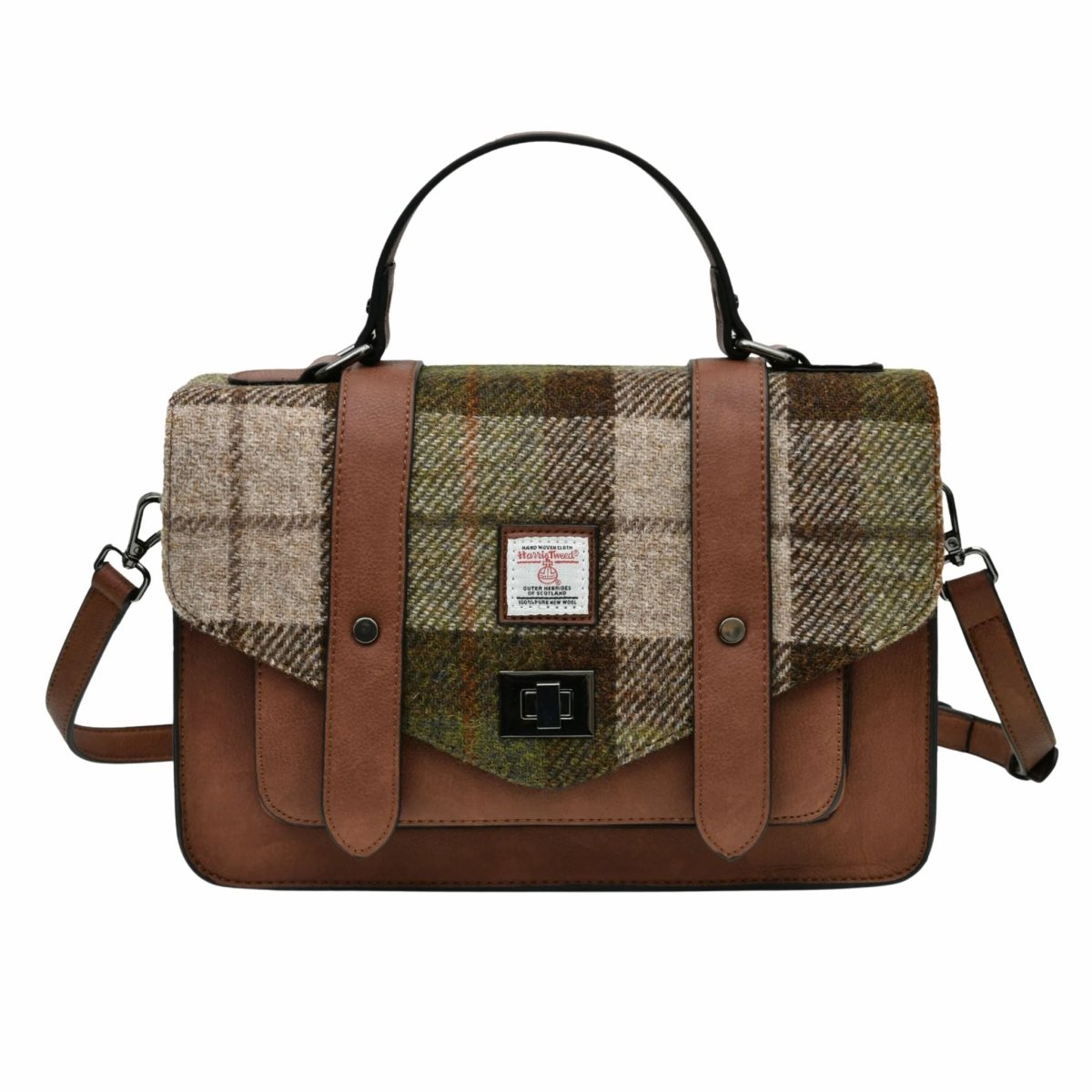Islander Harris Tweed Large Satchel 'Chestnut Tartan'