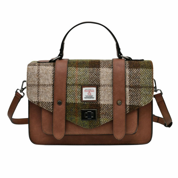 Islander Harris Tweed Large Satchel 'Chestnut Tartan'