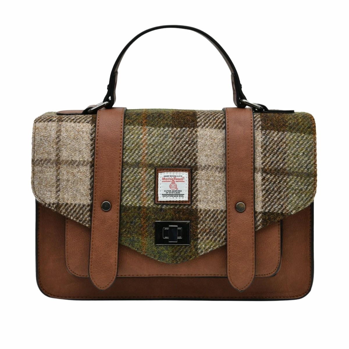 Islander Harris Tweed Large Satchel 'Chestnut Tartan'
