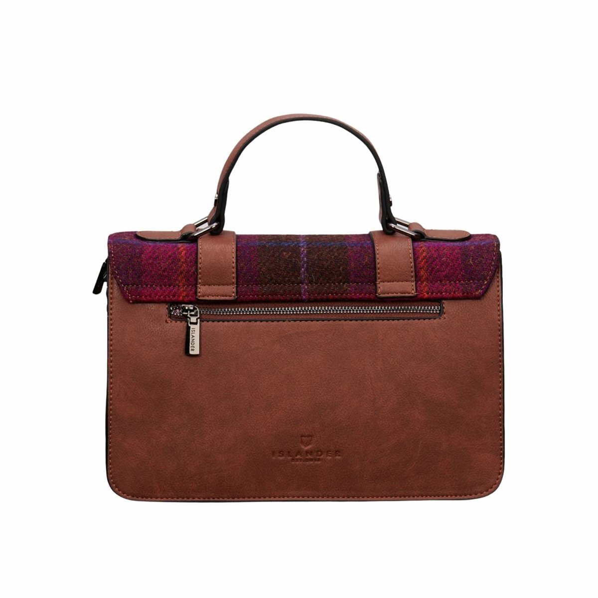 Islander Harris Tweed Large Satchel 'Fuchsia Tartan'