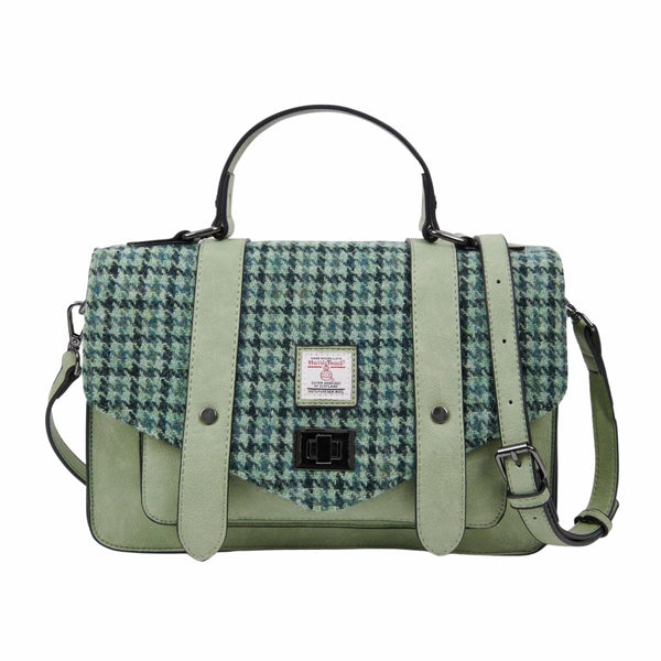 Islander Harris Tweed Large Satchel 'Green Dogtooth'