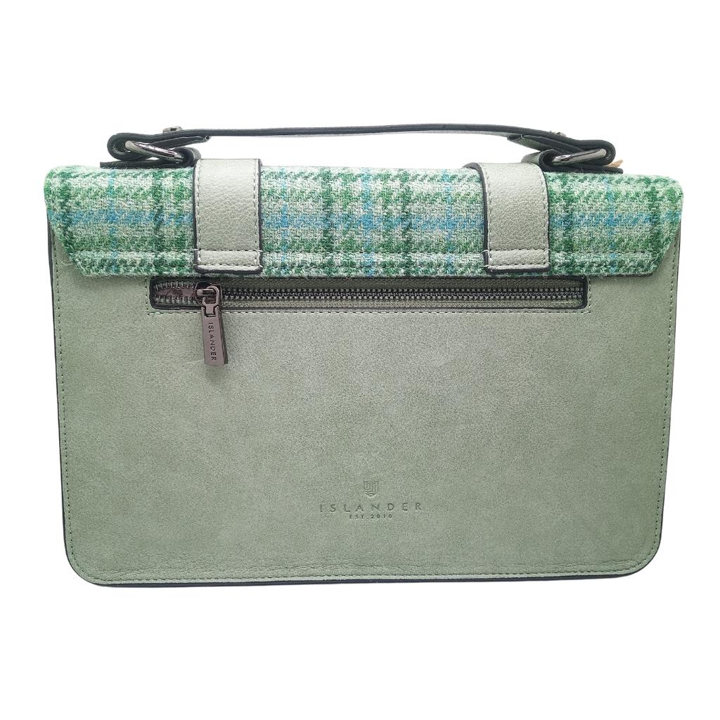 Islander Harris Tweed Large Satchel 'Mint Tartan'