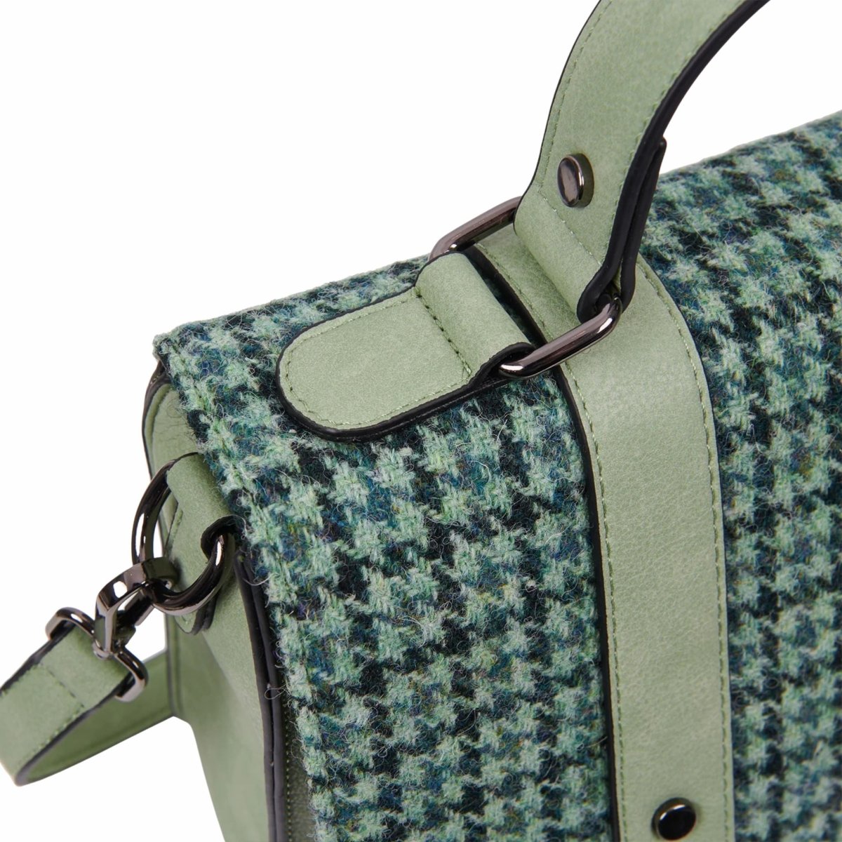 Islander Harris Tweed Large Satchel 'Mint Tartan'