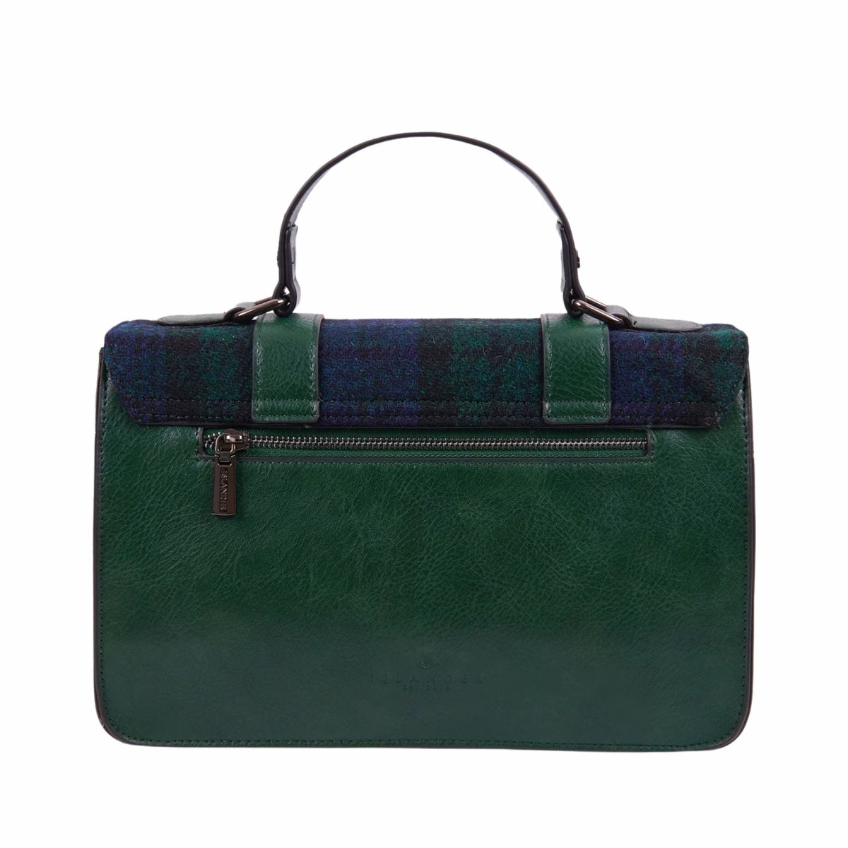 Islander Harris Tweed Large Satchel 'Navy Tartan'