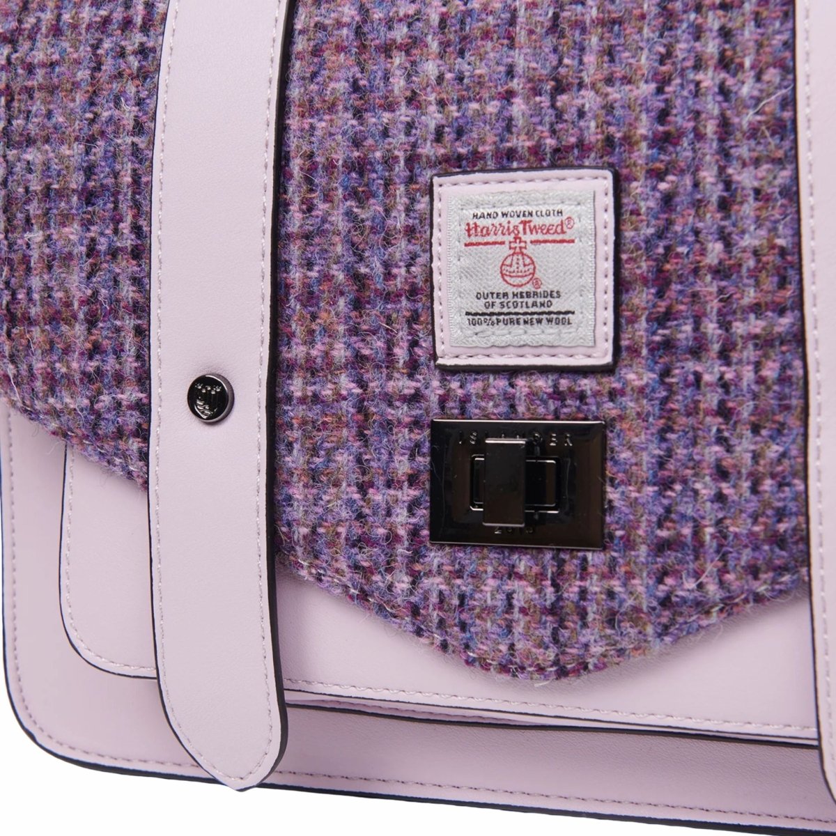 Islander Harris Tweed Large Satchel 'Violet Mini Dogtooth'