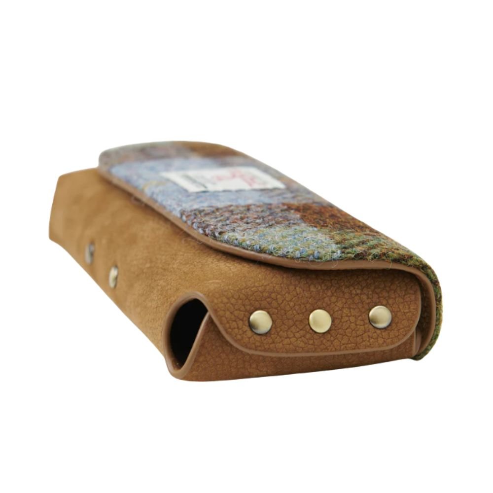 Islander Harris Tweed Leather Glasses Case 'Chestnut Blue Tartan' - The Celtic Gift Store - Glasses Case - Accessories