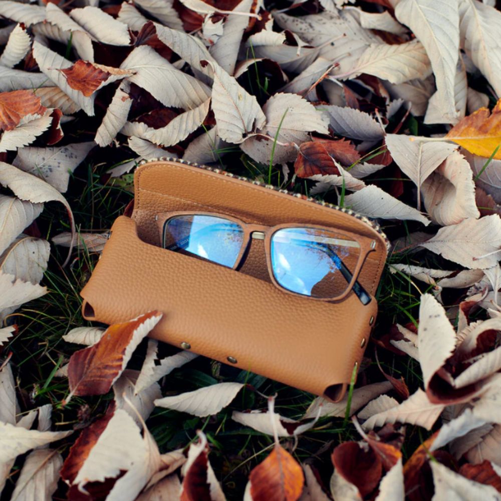 Islander Harris Tweed Leather Glasses Case 'Beige Dogtooth' - The Celtic Gift Store - Glasses Case - Accessories