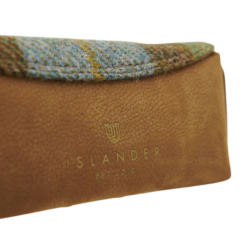 Islander Harris Tweed Leather Glasses Case 'Chestnut Blue Tartan'