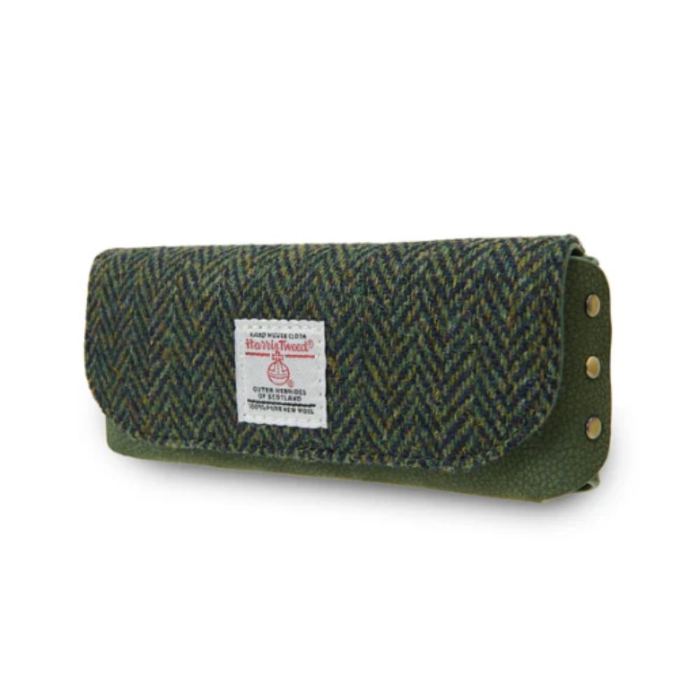 Islander Harris Tweed Leather Glasses Case 'Dark Green Herringbone' - The Celtic Gift Store - Glasses Case - Accessories