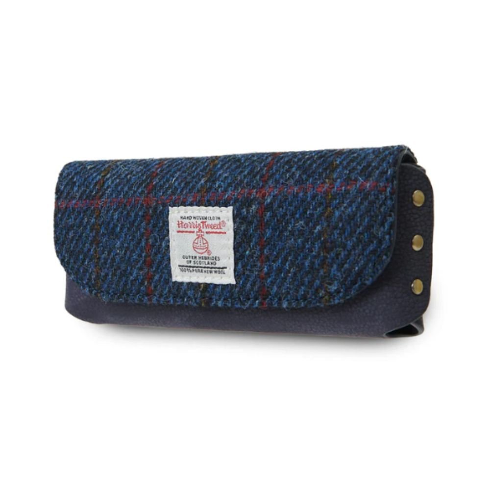 Islander Harris Tweed Leather Glasses Case 'Navy Over Check' - The Celtic Gift Store - Glasses Case - Accessories