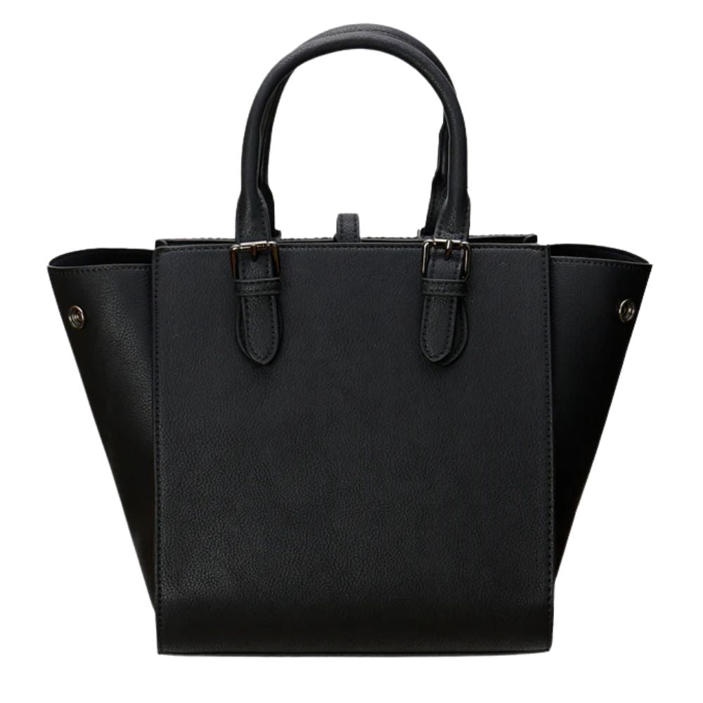Islander Harris Tweed Medium Caillie Tote 'Black and Grey Herringbone'