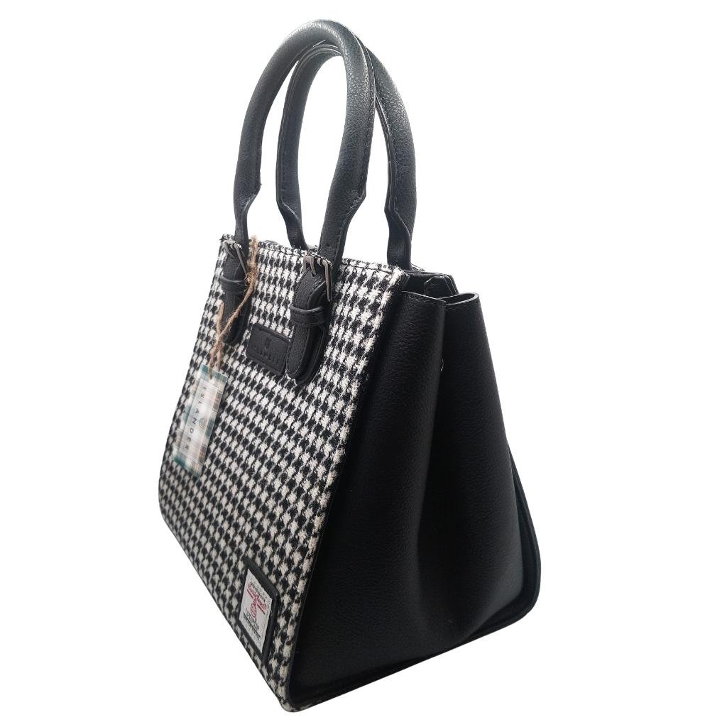 Islander Harris Tweed Medium Caillie Tote 'Black and White Dogtooth'