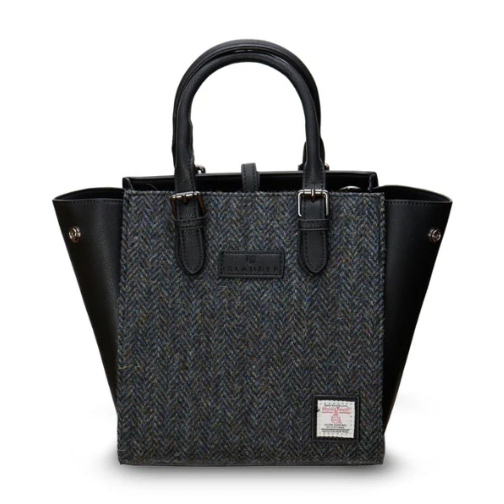 Islander Harris Tweed Medium Callie Tote 'Black and Grey Herringbone' - The Celtic Gift Store - Handbags