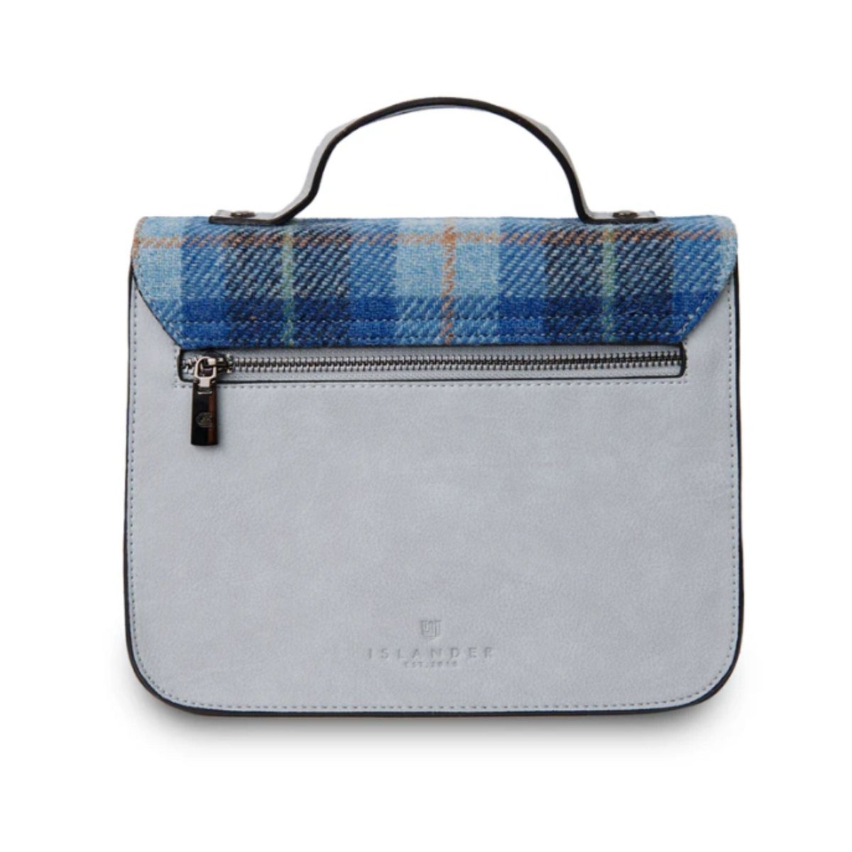 Islander Harris Tweed Medium Calton Satchel 'Blue Tartan' - The Celtic Gift Store - Handbags