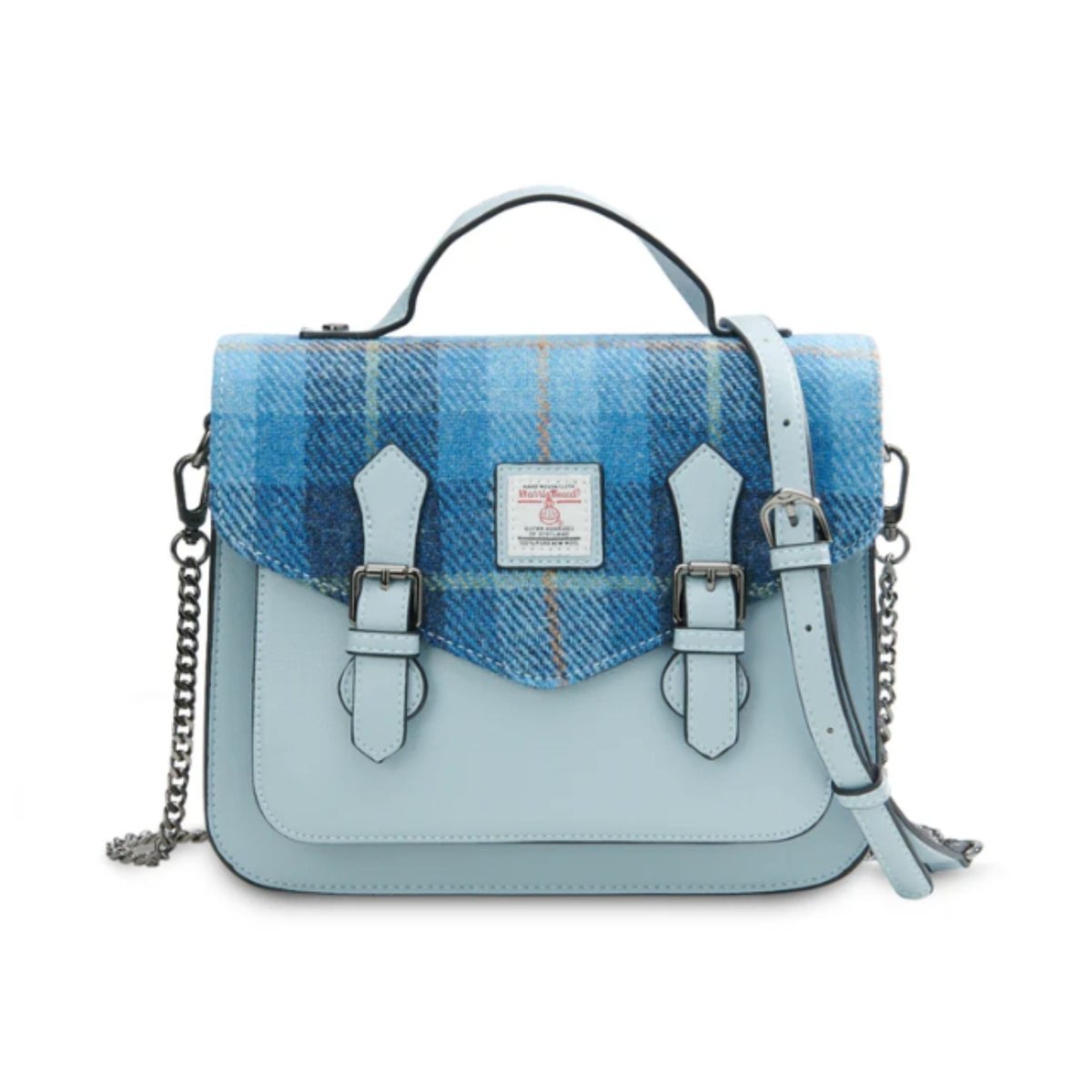 Islander Harris Tweed Medium Calton Satchel 'Blue Tartan' - The Celtic Gift Store - Handbags