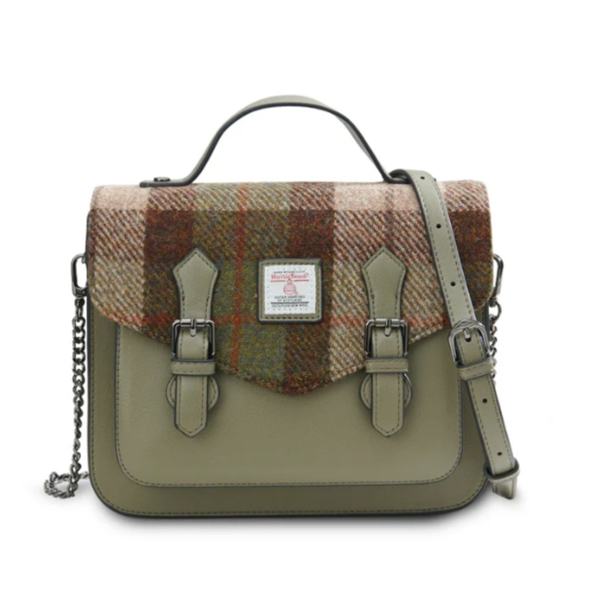 Islander Harris Tweed Medium Calton Satchel 'Chestnut Tartan' - The Celtic Gift Store - Handbags