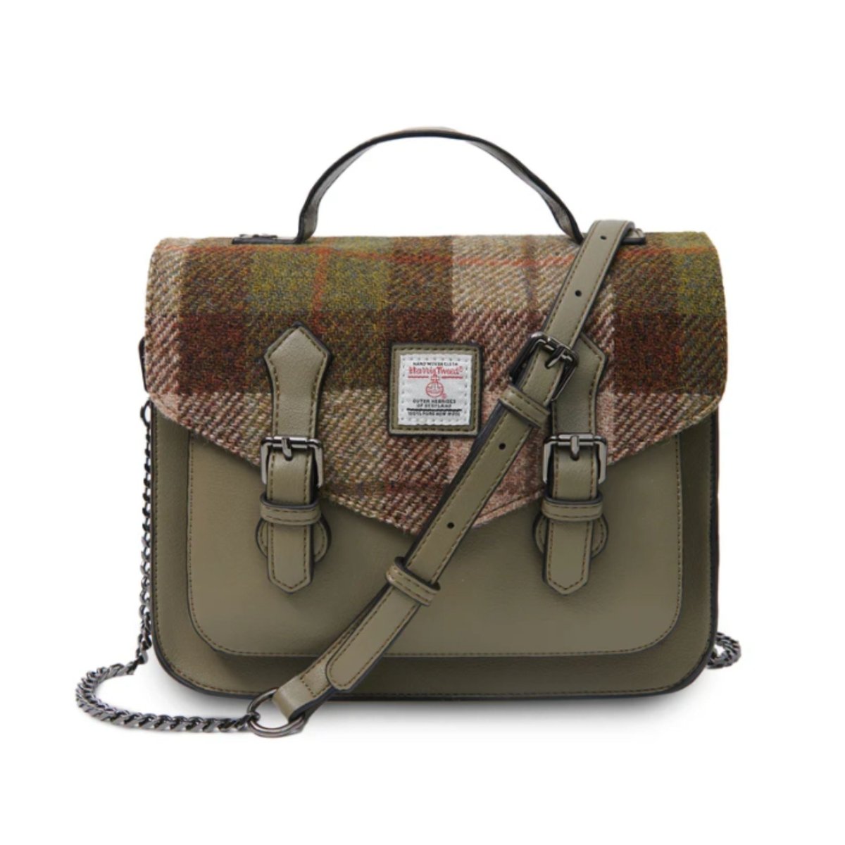 Islander Harris Tweed Medium Calton Satchel 'Chestnut Tartan' - The Celtic Gift Store - Handbags