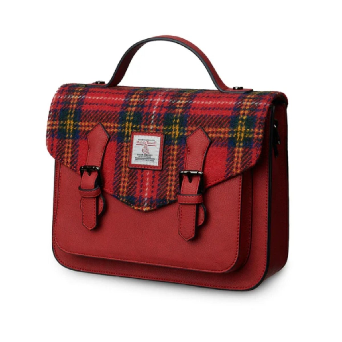 Islander Harris Tweed Medium Calton Satchel 'Royal Stewart Tartan' - The Celtic Gift Store - Handbags