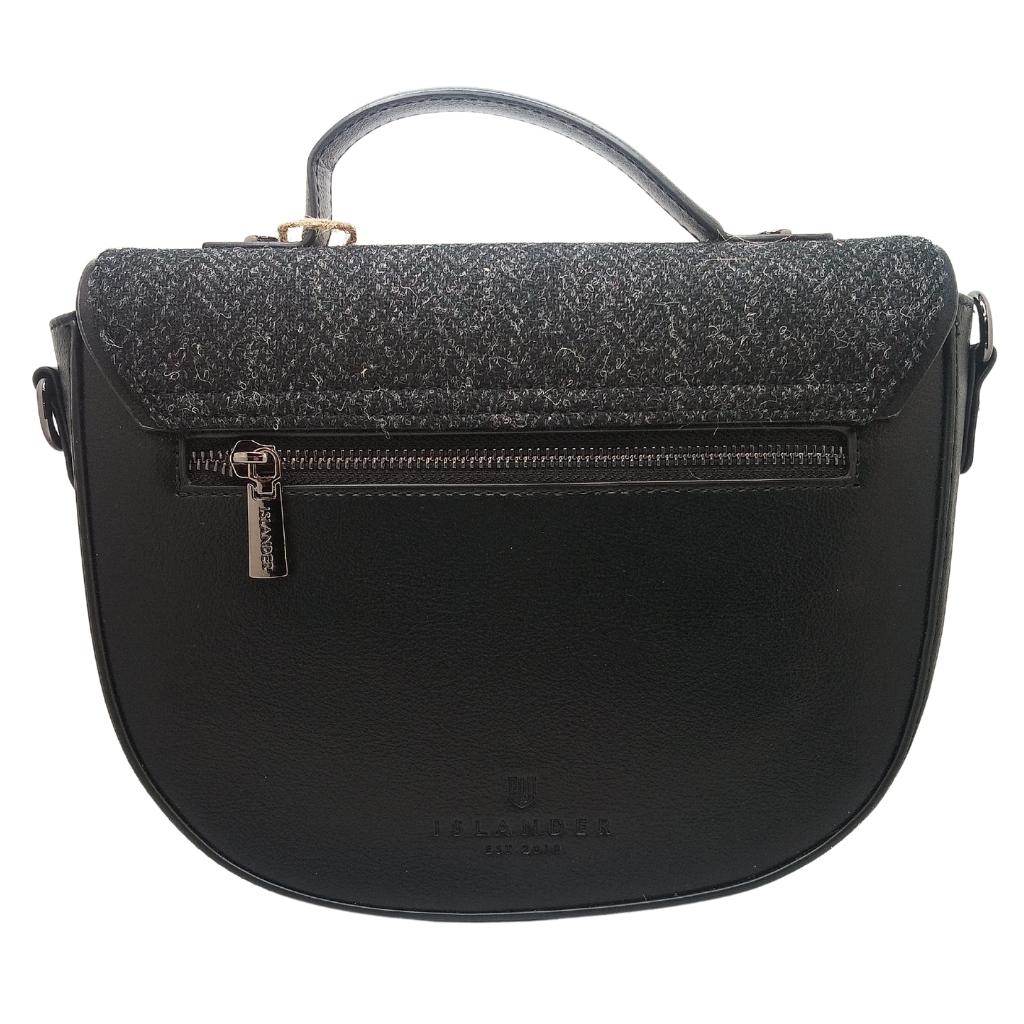 Islander Harris Tweed Medium Cobble Satchel 'Black Herringbone'