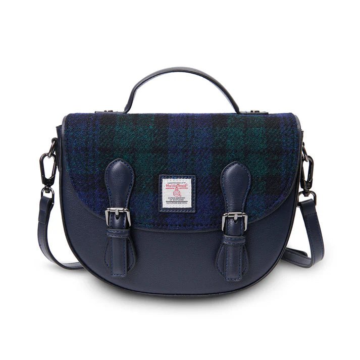 Islander Harris Tweed Medium Cobble Satchel 'Black Watch' - The Celtic Gift Store - Handbags