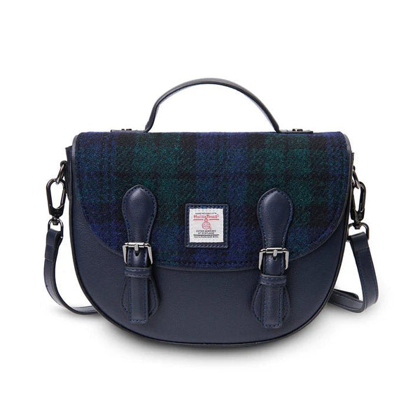 Islander Harris Tweed Medium Cobble Satchel 'Black Watch' - The Celtic Gift Store - Handbags